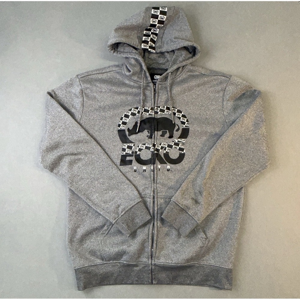 Men's Ecko Unltd Full Zip Hoodie Sweatshirt Gray Size L
